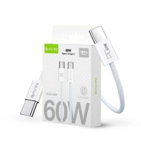 تصویر  کابل Type-C به Type-C باوین Bavin CB325 طول 1.5 متر توان 60 وات