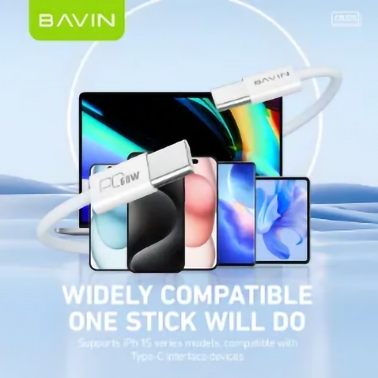 تصویر  کابل Type-C به Type-C باوین Bavin CB325 طول 1.5 متر توان 60 وات