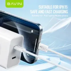 تصویر  کابل Type-C به Type-C باوین Bavin CB355 طول 1 متر توان 60 وات