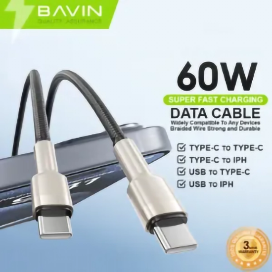کابل Type-C به Type-C باوین Bavin CB355 طول 1 متر توان 60 وات