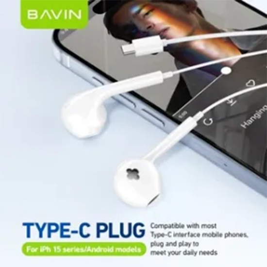 تصویر  هندزفری تایپ سی سیمی باوین Bavin HX878