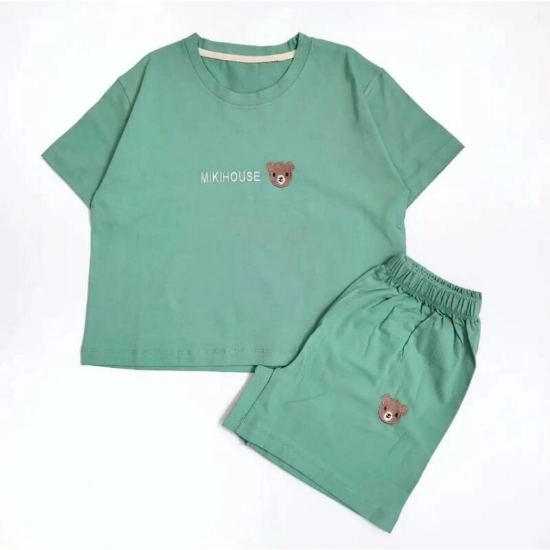 تصویر  ست کراپ و شورتک خرسی – پارچه نخ پنبه