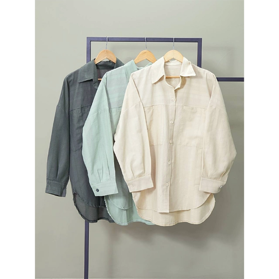 تصویر  شومیز کیمونو مدل رها – جنس پنبه راه راه حصیری