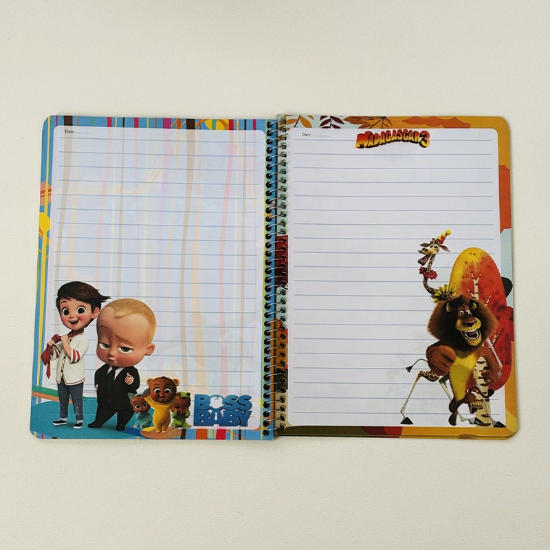 تصویر  دفتر مشق سیمی موزی ۵۰ برگ حاشیه‌دار | طرح‌های متنوع صفحات