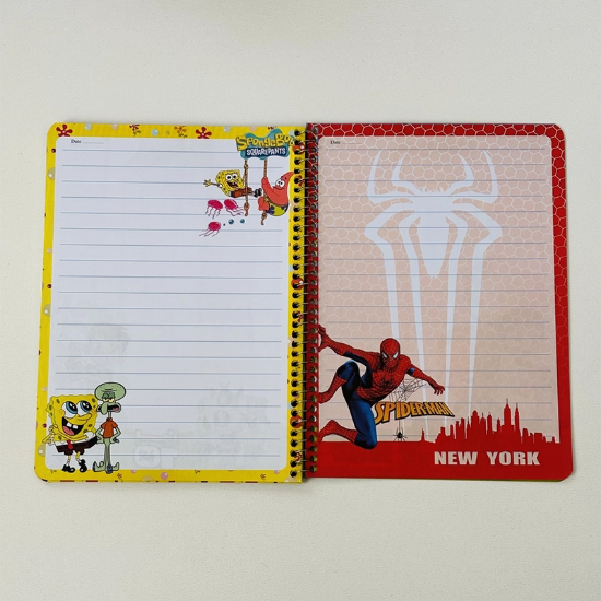 تصویر  دفتر مشق سیمی موزی ۵۰ برگ حاشیه‌دار | طرح‌های متنوع صفحات