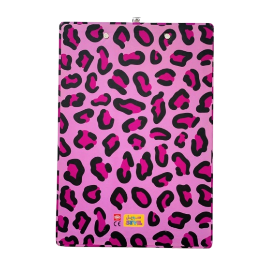 تصویر  تخته شاسی A4 برند سویل طرح پلنگی صورتی