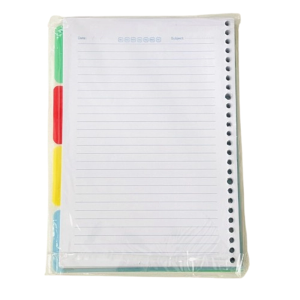 تصویر  برگه کلاسور ۱۰۰ برگ سفید ۲۶ حلقه‌ای | مناسب انواع کلاسور و دفتر دکمه‌ای