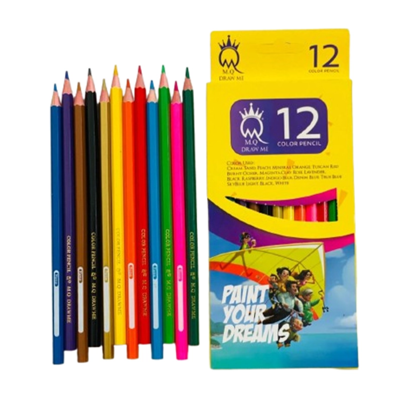 تصویر  مداد رنگی 12 تایی M.Q