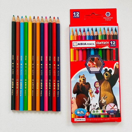 تصویر  مداد رنگی 12 تایی آسیا