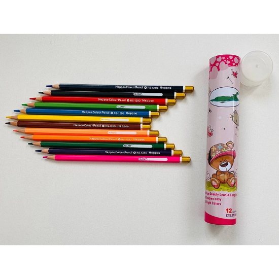 تصویر  مداد رنگی 12 تایی لوله ای هیپو
