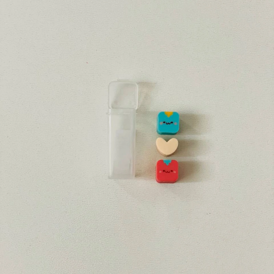 تصویر  پاک کن سه تیکه فانتزی قلبی