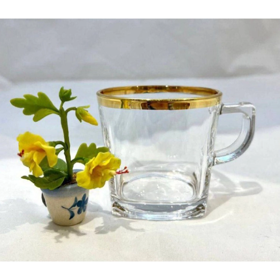 تصویر  نیم لیوان لب طلا مدل کار