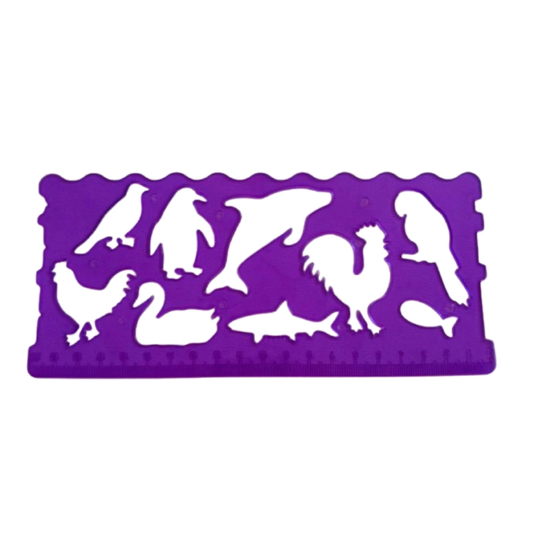 تصویر  خط کش شابلون دار دو عددی حیوانات