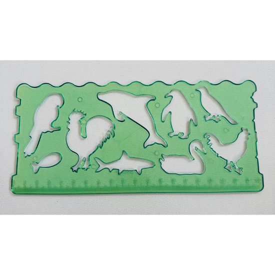 تصویر  خط کش شابلون دار دو عددی حیوانات