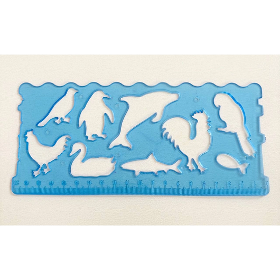 تصویر  خط کش شابلون دار دو عددی حیوانات