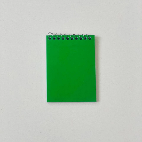 تصویر  دفترچه یادداشت جلد طلقی رنگی (فنر بالا) 8*12 سانتی متر