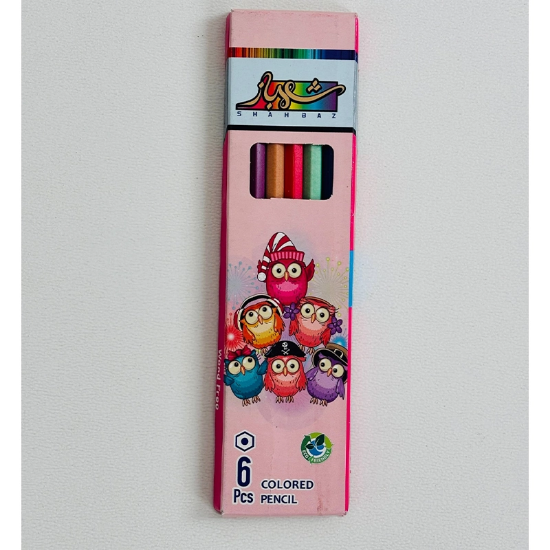 تصویر  مداد رنگی 6 تایی شهباز