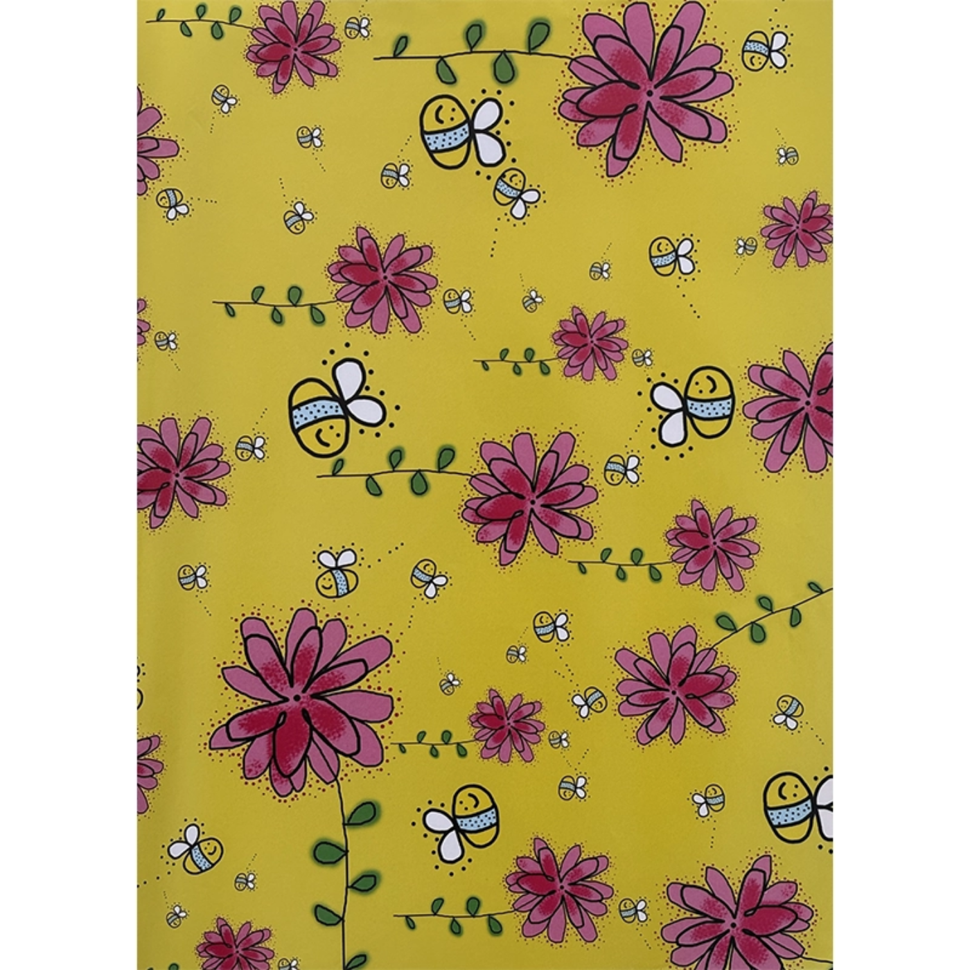 تصویر  کاغذ کادو فانتزی مدل گل و زنبور