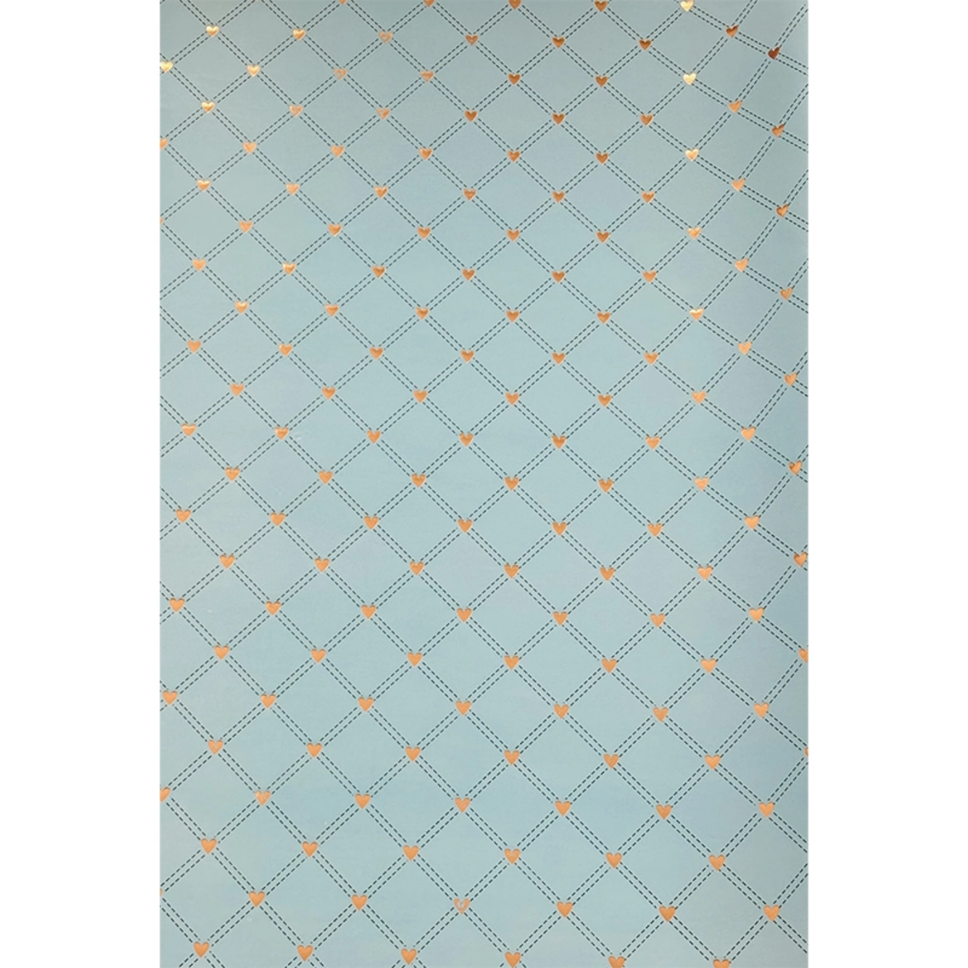 تصویر  کاغذ کادو طلاکوب قلبی آبی پاستلی (۵ برگ)