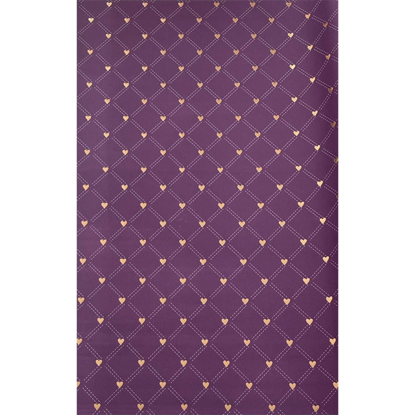 تصویر  کاغذ کادو طلاکوب قلبی بنفش (۵ برگ)