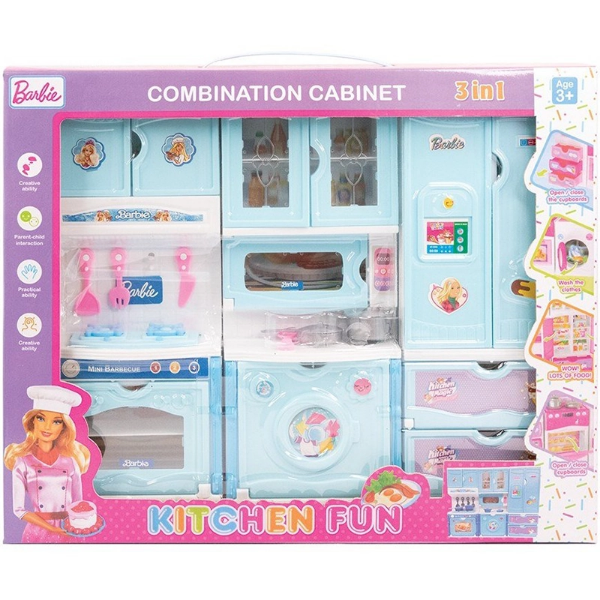 تصویر  اسباب بازی ست کابینت و وسایل آشپزخانه ۳ تکه باربی