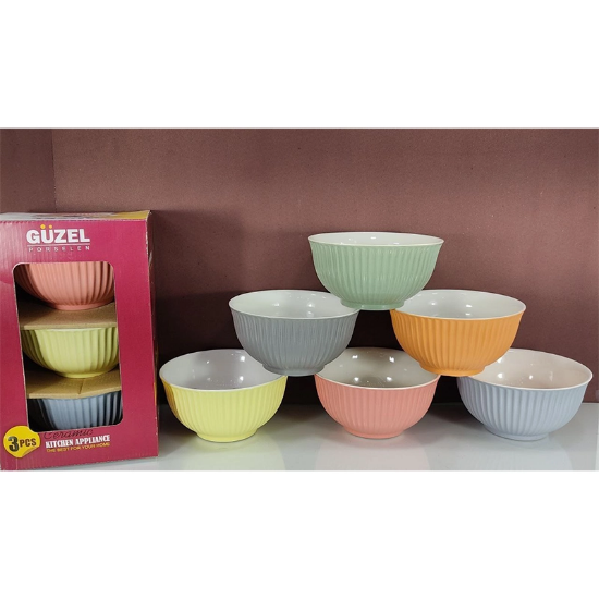 تصویر  کاسه آبگوشت خوری سرامیکی رنگی پاستیلی ۶ عددی گوزل