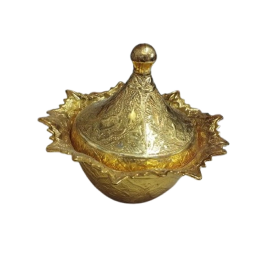 تصویر  قندان گرد بزرگ طلایی