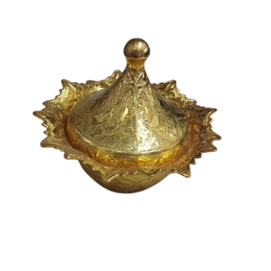 تصویر  قندان گرد بزرگ طلایی