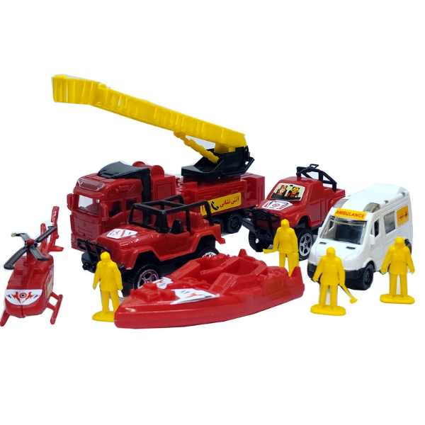 تصویر  اسباب بازی کیت ماشین بازی مدل ست آتش نشان مجموعه 10 عددی