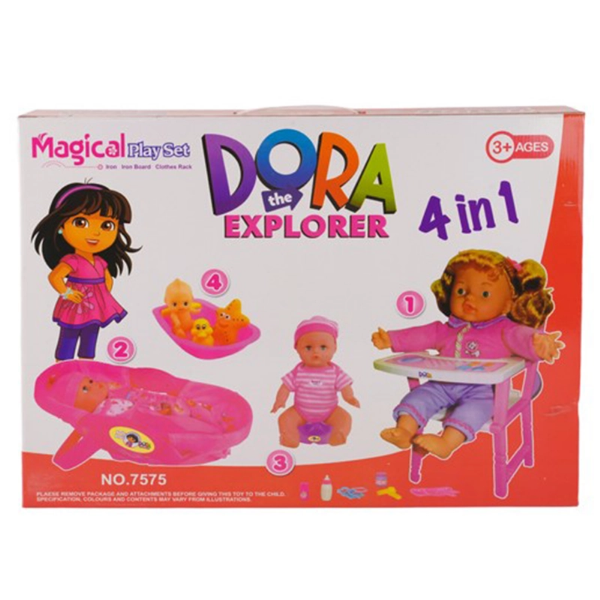 تصویر  اسباب بازی ست ۴ در ۱ صندلی غذا و کریر دورا