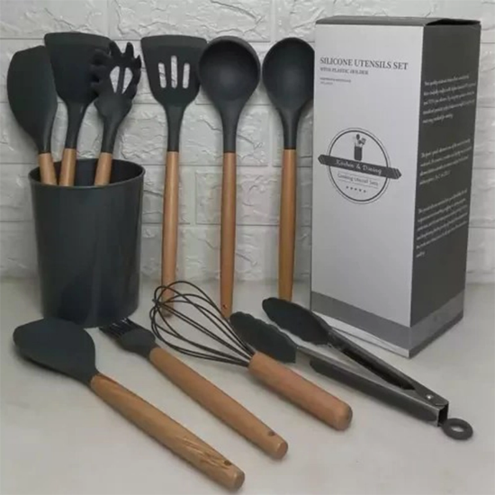 تصویر  ست کفگیر و ملاقه ۱۲ پارچه سیلیکونی