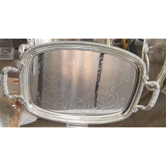 تصویر  سینی عربی لعابی جفتی (استیل طرح‌دار)