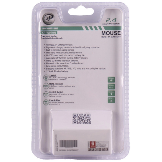 تصویر  موس بیسیم 4 کلید XP W-970N