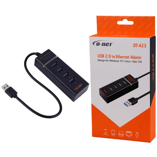 تصویر  هاب 4 پورت USB 2.0 دی نت مدل DT-423 طول 30 سانتی متر