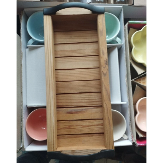 سینی چوبی چای و شیرینی خوری 35 در 15 دسته دار و پایه دار و شیک