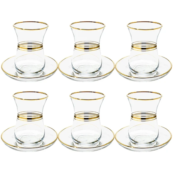 تصویر  ست استکان و نعلبکی 12 پارچه پاشاباغچه مدل لب طلا