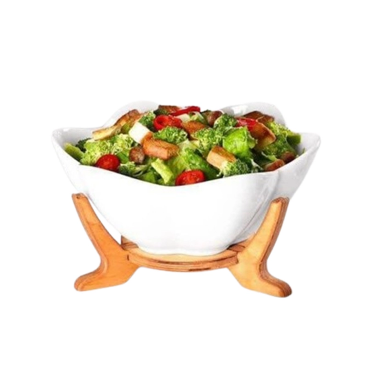 تصویر  سالادخوری لاله سرامیکی carolin پایه چوب