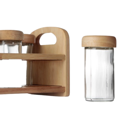 تصویر  جا ادویه چوبی ۶ تایی استند چوبی عروس نوین مدل پانیذ