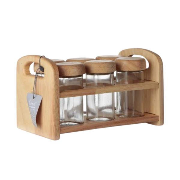 تصویر  جا ادویه چوبی ۶ تایی استند چوبی عروس نوین مدل پانیذ