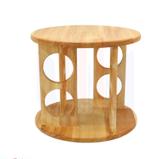 تصویر  جا ادویه 6تایی با درب چوبی تیره (آکاسیا) یدک استند جا ادویه ای گردان لونا وود