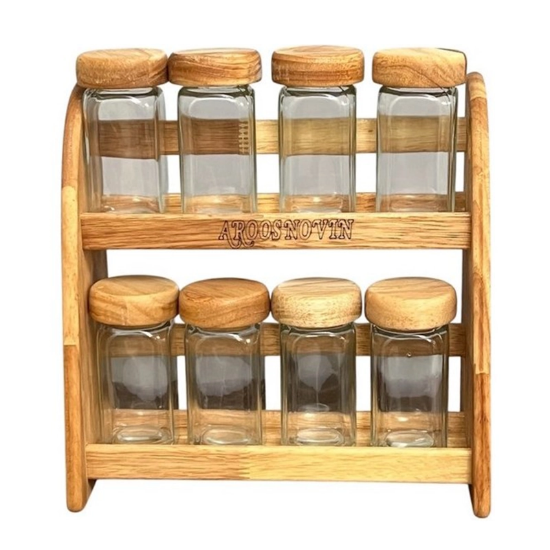 تصویر  جا ادویه 8 خانه پانیذ دو طبقه عروس نوین (چوب درجه یک)