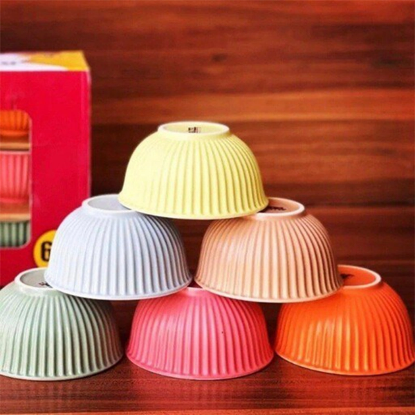 تصویر  کاسه (پیاله) ترشی خوری مدل الماسی گوزل گرد رنگی پاستیلی 6 عددی GUZEL