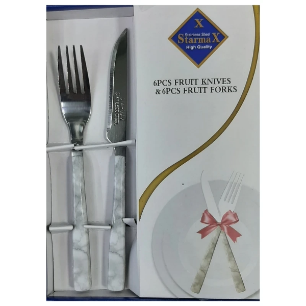 تصویر  ست کارد و چنگال میوه خوری 12 پارچه استارمکس مدل ماربل