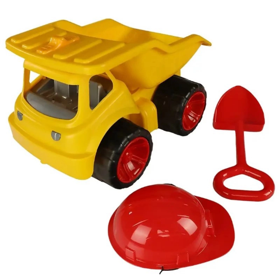 تصویر  اسباب بازی کامیون شنی بزرگ 200 کیلویی TSMAهمراه بیل و کلاه