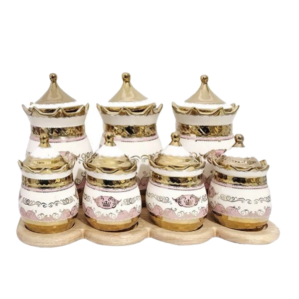 تصویر  پاسماوری چینی ساوارز آبکاری کینگ طرح کارون استند چوبی