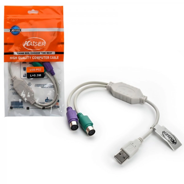 تصویر  کابل تبدیل برددار PS2 به USB کایزر (KAISER) طول 0.3 متر