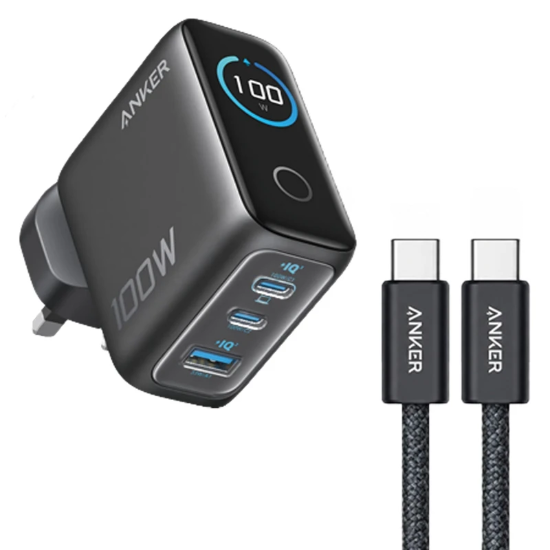 تصویر  شارژر کامل انکر مدل ANKER B121BKZ1 3 Port 100W PD مشکی