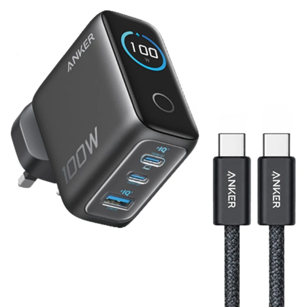 تصویر  شارژر کامل انکر مدل ANKER B121BKZ1 3 Port 100W PD مشکی