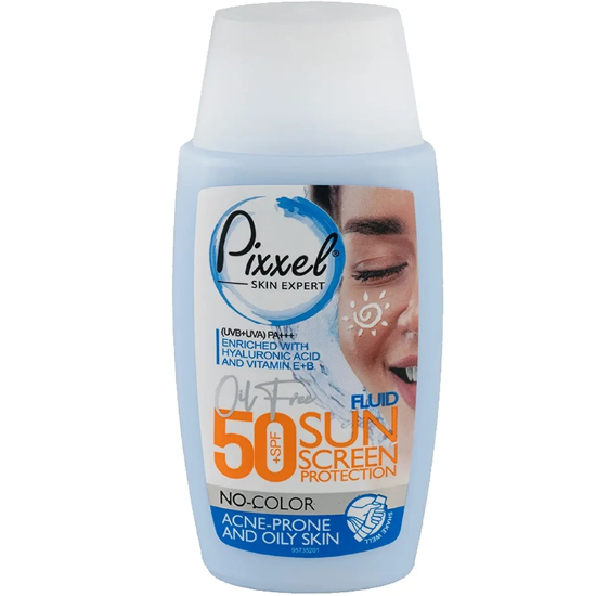 تصویر  کرم ضد آفتاب بی رنگ پیکسل با 50+SPF مناسب پوست جوشدار و چرب