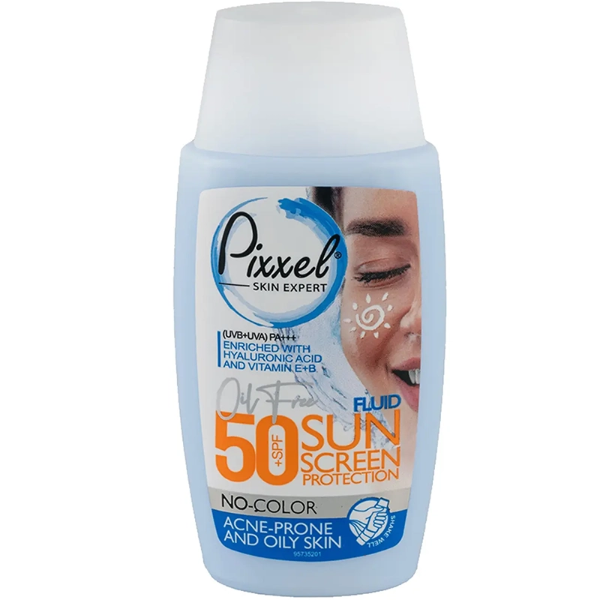 تصویر  کرم ضد آفتاب بی رنگ پیکسل با 50+SPF مناسب پوست جوشدار و چرب